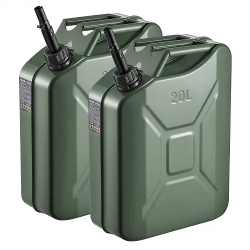 VEVOR brandstofkan, 20 liter, benzinekan met schenktuit en comfortabele handgreep, max. debiet 6 l/min, metalen benzinetank voor de meeste auto's, motoren, ATV's en UTV's, groen, 2-pack