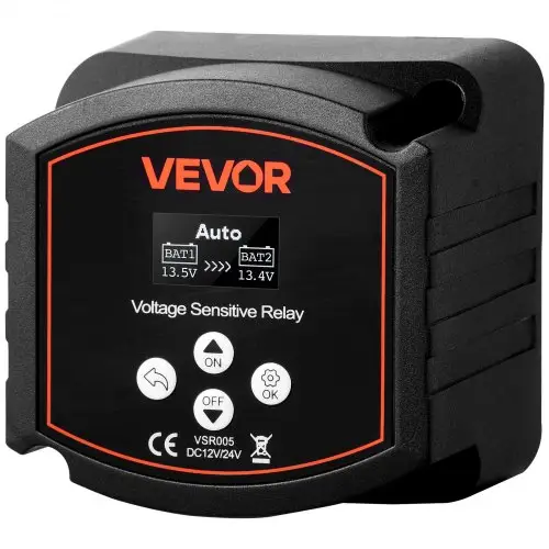 VEVOR Accu-isolatierelais, 12V, 300A, Dubbele Accu-isolatie met LCD-scherm, Intelligente Accu-scheidingsschakelaar voor Lithium- en Loodzuuraccu's, voor Auto, Vrachtwagen, Camper, UTV, ATV, Boot