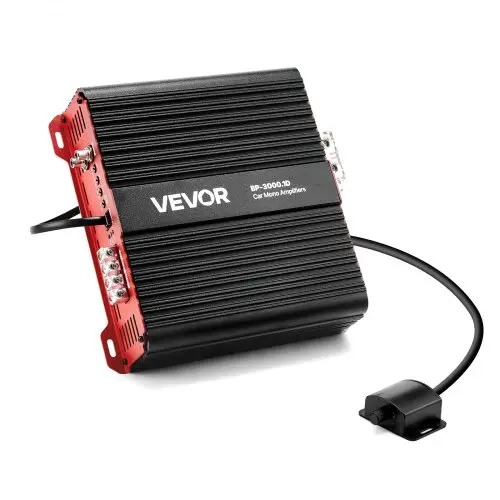 VEVOR Monoblock auto-versterker 3000 W RMS MAX 1/2/4 Ohm, audioversterker (klasse D / 1-kanaals) met afstandsbediening voor subwooferniveau, laagdoorlaatfilter, basversterking en volumeregeling.
