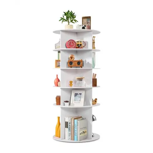VEVOR Schoenenrek, Schoenenkast voor 20 paar schoenen (5 lagen), 360° draaibaar, Ruimtebesparende schoenenopbergkast, Schoenenrek voor slaapkamer, woonkamer, hal, Wit, 598 x 598 x 1350 mm