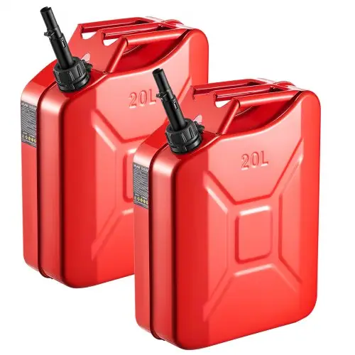 VEVOR brandstofkan, 20 liter, benzinekan met schenktuit en comfortabele handgreep, maximale doorstroomsnelheid 6 l/min, metalen benzinetank voor de meeste auto's, motoren, ATV's en UTV's, rood, 2 stuks