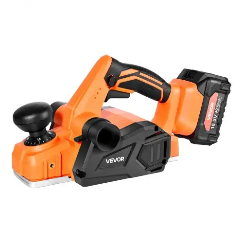 VEVOR Accu-schaafmachine, 82 mm snijbreedte, 15000 tpm, elektrische schaafmachine voor hout met 4,0 Ah 18 V lithiumbatterij, borstelloze motor, instelbare snijdiepte, stofopvangzak, voor houtbewerking