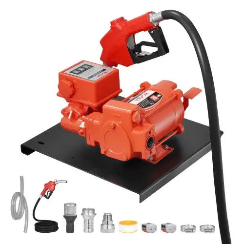 VEVOR brandstofovervoerpomp, 230 V wisselstroom, dieselovervoerpomp, 76 l/min, met debietmeter, automatische brandstofmondstukafsluiting, afvoerslang, voor benzine, kerosine, biodiesel, ethanol