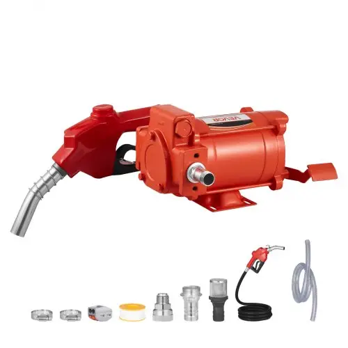 VEVOR brandstofovervoerpomp, 230V AC, elektrische dieselovervoerpomp, 76 l/min, met automatische brandstofafsluiting, afvoerslang, voor benzine, kerosine, biodiesel en ethanolmengsel.