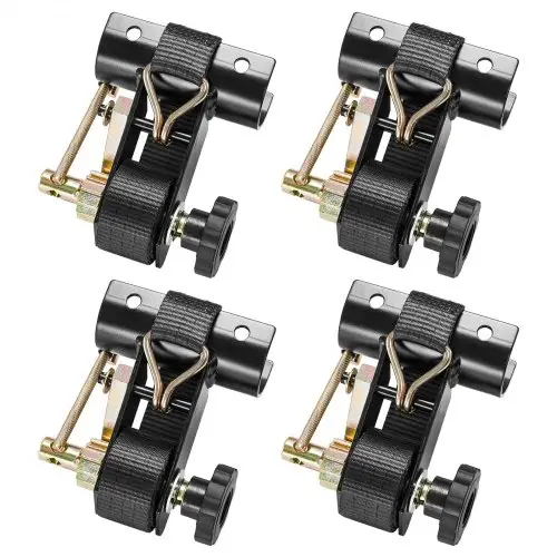 VEVOR Ladderframe Spanbanden, 47,5–50,8 mm, Zwarte Ronde Buis Montage, 38 mm x 2,25 m, Ratelbanden met Dubbele J-haken, 226,8 kg Draagvermogen, met Gespsluiting (Verpakking van 4)