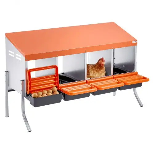 VEVOR Legnest 1060x525x675 mm, 4 compartimenten, metalen kippennest met steunpoten en ventilatiegaten, oprolbaar nest, ideaal voor hennen, eenden, kippen en ander gevogelte.