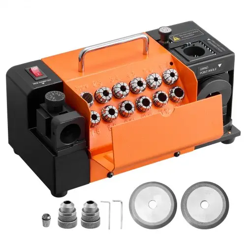 VEVOR Boorslijper MR-13B, 3-15 mm, met instelbare lipafstandshoek en punthoek van 95°-135°, 4600 tpm, 120 W slijper met 13 spantangen, CBN- en SDC-slijpschijven