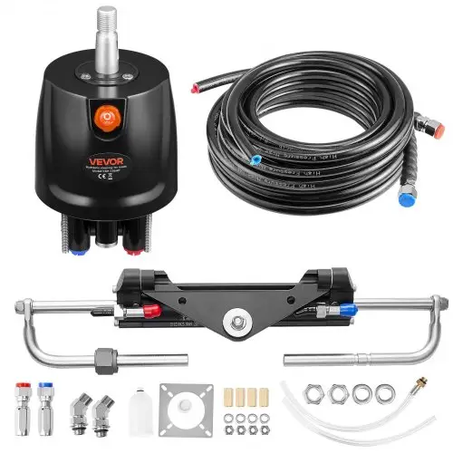 VEVOR hydraulische buitenboordmotor stuurkit, 110kW (150 pk), hydraulisch stuursysteem voor boten, met 6,9 MPa stuurpomp, tweeweg vergrendelingscilinder en 7,9 m lange slangen, voor één stuurstand, één motor