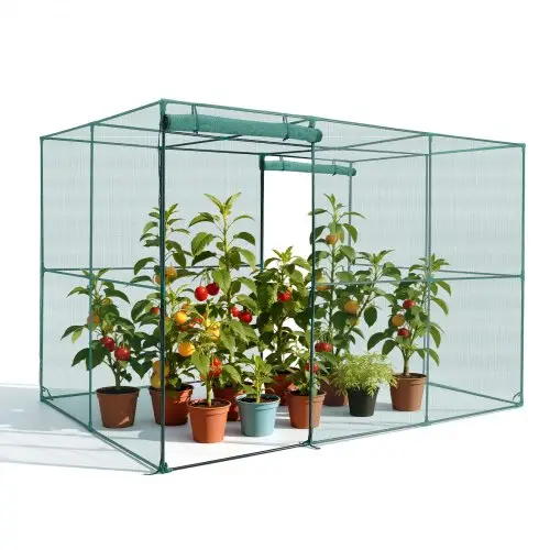 VEVOR plantenbeschermingstent, 2900x1940x1940 mm, plantenbeschermingsnet, deur met ritssluiting, winddicht, plantenkooi/kas voor verhoogde plantenbedden, buiten, tuin, terras en gazon.