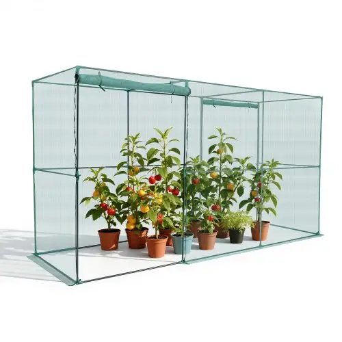 VEVOR plantenbeschermingstent, 3560x1200x1940 mm, plantenbeschermingsnet, deur met ritssluiting, winddicht, plantenkas voor verhoogde plantenbedden, buiten, tuin, terras en gazon