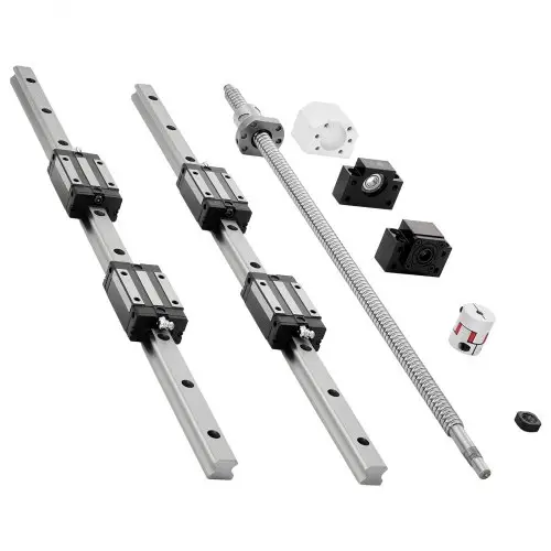 VEVOR lineaire geleiders, HGR20, 2-pack 600 mm lineaire rails, 1x kogelspindel, 4x schuifblokken, met BF12/BK12 eindsteun, koppeling en moerbehuizing, voor doe-het-zelf CNC-freesmachines en -draaibanken.