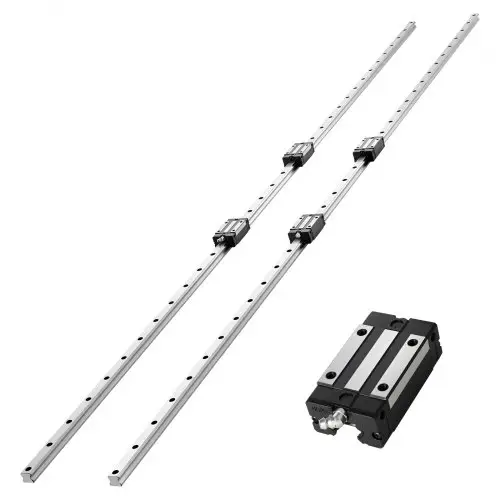 VEVOR Lineaire Geleiders, HGR20, 2-delige set van 2000 mm lineaire geleiders en 4 schuifblokken, roestvrij staal en zeer nauwkeurige set, voor doe-het-zelfprojecten, CNC-freesmachines, draaibanken, freesmachines en 3D-printers.