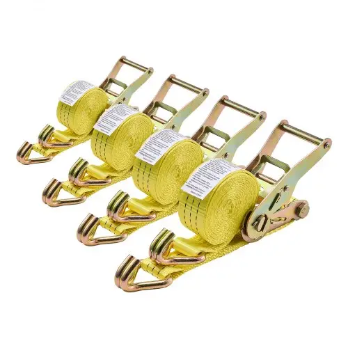VEVOR Spanbanden, 38,1 x 3048 mm, Extra sterke spanbanden met dubbele J-haken, breeksterkte 3000 kg, Draagtas, Ratelmechanisme voor verhuizingen, aanhangers, motorfietsen, kajaks, autodaken, Set van 4
