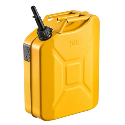 VEVOR metalen benzinekan 20 liter, brandstofkan met schenktuit en comfortabele handgreep, maximale doorstroomsnelheid 6 l/min, lekvrije benzinetank voor de meeste auto's, motoren, ATV's en UTV's, geel