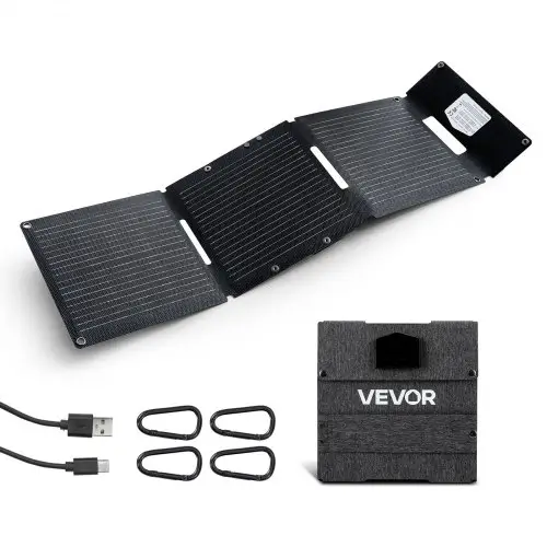 VEVOR opvouwbaar zonnepaneel 30W, 16BB N-type monokristallijne zonnemodule, draagbare zonneoplader met USB-A-, USB-A (QC3.0)- en Type-C-poorten voor kamperen, backpacken, mobiele telefoons en tablets