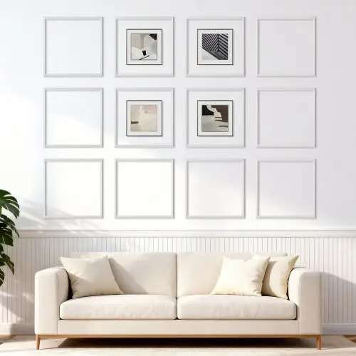 VEVOR Muurlijstset, 12 stuks, 51x51 cm Sierlijsten gemaakt van overschilderbaar polystyreen, waterdichte muurlijst, decoratieve lijst voor muren, sierlijst voor woonkamer, slaapkamer, huis, wit