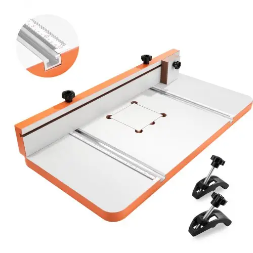 VEVOR tafel voor kolomboormachine, boortafel 605x300 mm, met verstelbare aanslag en aanslagblok, T-sleuven, MDF tafelblad, schaalverdeling, ondersteuning voor meerdere klemmen en bankschroeven.