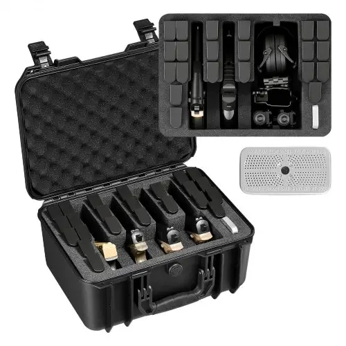 VEVOR Hardcase voor 4 pistolen, pistoolkoffer met XPE-schuiminzetstuk 404x319x192 mm, waterdichte pistoolkoffer met aanpasbaar interieur en draaghandvat, voor pistolen, lenzen en camera's