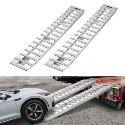 VEVOR Laadrampen, 2 stuks, 2745 x 380 mm, Robuust Aluminium, Zware Aanhangwagenhellingset met Antislipplaten, Totale draagcapaciteit 4535,9 kg, voor Aanhangwagens, Tractoren, ATV's, Grasmaaiers, Motorfietsen