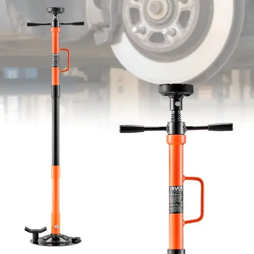 VEVOR Ondersteunende Krik 1 t, in hoogte verstelbaar (885–1800 mm) met kogelgelagerde draaihendel en zelfborgende schroef, voor het ondersteunen van voertuigonderdelen.