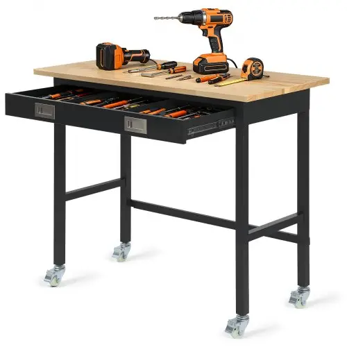 VEVOR Werkbank 1220x610 mm, Werkblad 680 kg, Garagetafel met lades en wielen, Werkplaatstafel, Gereedschapstafel, Werkplaatsuitrusting, Multifunctionele tafel voor garage, werkplaats, kantoor en thuis