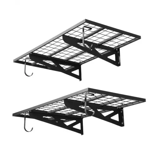 VEVOR 2-delige garageplankenset, 1219x620x210 mm, gereedschapsopslag, 113 kg per laag, wandmontage gereedschapshouder, 1219x620 mm plankoppervlak, opbergplanken, metalen plank, gereedschapsorganizer, wandplanken