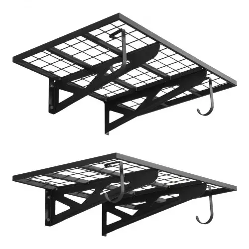 VEVOR 2-delige garageplankenset, 914x620x210 mm, gereedschapsopslag, 113 kg per laag, gereedschapshouders met haken, 914x620 mm plankoppervlak, opbergplanken, metalen plank, gereedschapsorganizer, wandplanken