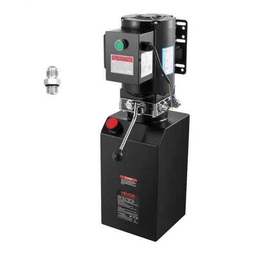 VEVOR 14 Qt hydraulische krachtbron, enkelwerkende stalen pomp voor kipperaanhangers, maximale overdruk van 22 MPa en debiet van 6,3 l/min, hydraulische pomp met metalen reservoir voor het heffen van kipperaanhangers.