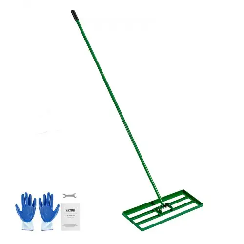 VEVOR gazonnivelleerhark 758x254 mm, gazontrekker met 198 cm lange stalen steel, gazonegalisator inclusief tuinhandschoenen, gazonnivelleringsgereedschap, geschikt voor tuin, golfbaan en landbouw