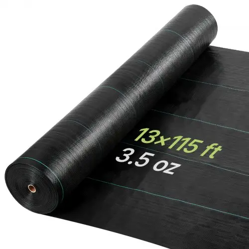 VEVOR Onkruidbestrijdingsdoek 4x35,1 m Tuinvlies 100 g/m², Onkruidmat op rol van polypropyleen, Onkruidbarrière met hoge ventilatie en drainage, Wortelbarrière tegen onkruid voor kassen en boerderijen, Zwart
