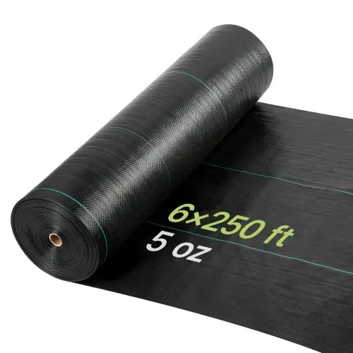 VEVOR Onkruidbestrijdingsdoek 1,8 x 76,2 m Tuinvlies 168 g/m², Polypropyleen Onkruidmat, Onkruidbarrière met hoge ventilatie en drainage, Wortelbarrière voor kassen, boerderijen en tuinen, Zwart