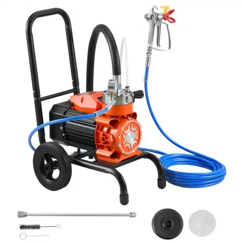VEVOR Membraan Airless Verfspuit 900 W, Verrijdbare Verfspuit met 15,17 MPa Hogedruk, 10 m Hogedrukslang, Reinigingsnaald en Borstel, voor Doe-het-zelf Spuitwerk Binnen en Buiten