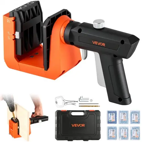 VEVOR Pocket Hole Jig, Pocket Hole boormalset, 12,7, 19, 38,1 mm, 360° draaibare handgreep, 260 schroeven, C-klem, aanslagring, boortjes, eenvoudig klemmen en afstellen, voor houtbewerking