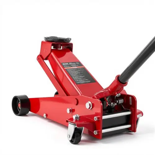 VEVOR hydraulische krik met wieltjes, 3 ton hefvermogen, laag profiel stalen krik met snelwerkende pomp met enkele zuiger, autokrik voor sportwagens, SUV's en pick-ups, hefhoogte van 13-50 cm, racekrik, rood