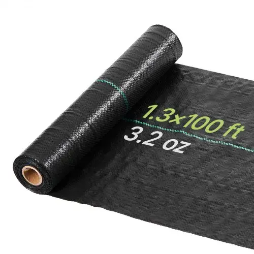 VEVOR Onkruidbestrijdingsdoek 0,4 x 30,5 m Tuinvlies 90 g/m², Polypropyleen Onkruidmat, Onkruidbarrière met hoge ventilatie en drainage, Wortelbarrière voor kassen, boerderijen en tuinen, Zwart
