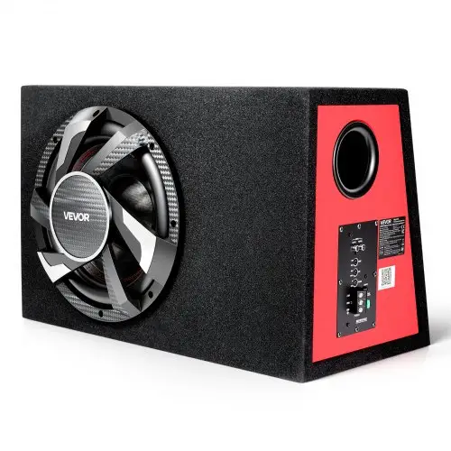 VEVOR auto-subwooferset met 305 mm behuizing, complete subwoofer- en versterkerset 245 W RMS, met geïntegreerde versterker en aansluitset, compact voor auto-audiosystemen.