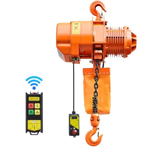 VEVOR elektrische kettingtakel 2000 kg, 6 m hefhoogte, driefasige brugkraan met 100 m radiografische afstandsbediening, G100 ketting en noodstop, elektrische kettingtakel voor fabrieken, magazijnen en garages.