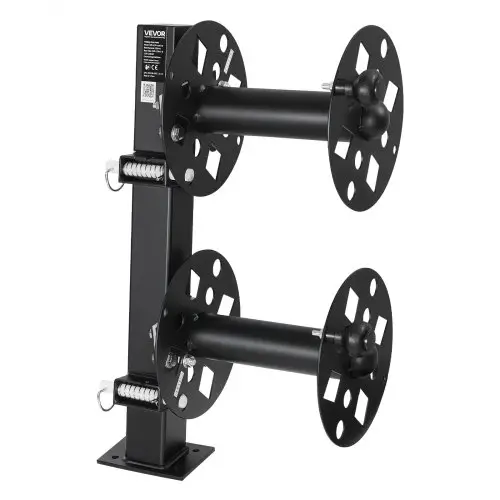 VEVOR dubbele laskabelhaspel, slanghaspel met 2 lege trommels voor 38,1 m 70 mm² / 45,7 m 50 mm² laskabel, handmatige dubbele laskabelhaspel van staal met borgpen voor industriële werkplaatsen