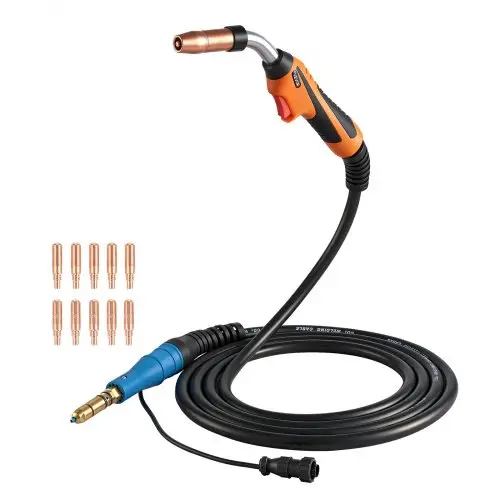 VEVOR 250A MIG-lasbrander met 4,57 m slang, MIG-laspistool met 0,8/0,9 mm vervangingsmondstukken, professionele lasaccessoires compatibel met Miller MDX-250, gasmetaalbooglasmachine voor werkplaats en industrie