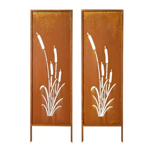 VEVOR Vouwscherm, 50x160 cm, Set van 2, Metalen Ruimteverdeler, Scheidingswand met Grondpinnen & Koolstofstalen Paneel, Privacyscherm, Ruimteverdeler, Decoratieve Privacywand voor Tuin, Terras, Erf, Balkon