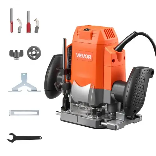 VEVOR bovenfrees, 1200 W, variabele snelheid, invalfrees, kantenfrees met stofafzuiging en parallelgeleider, voor hout- en kantenbewerking, doe-het-zelfprojecten, met snoer