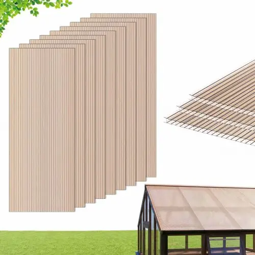 VEVOR 12x Dubbelwandige polycarbonaatplaten 6 mm, 152x61 cm, op maat te snijden, UV-bestendig, weerbestendig, kaspanelen, vervangingspanelen voor kassen, koude bakken, carports en dakconstructies