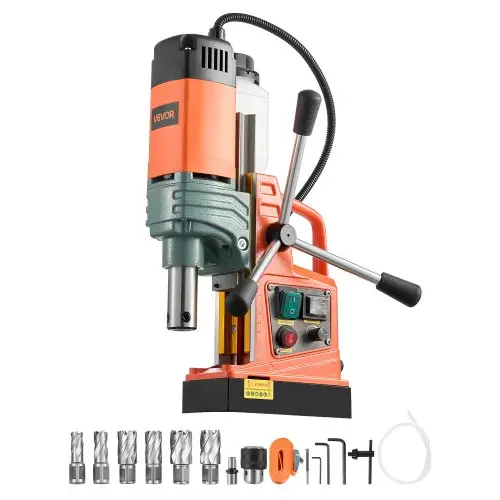 VEVOR magnetische boormachine, 1450 W motor, 50 mm kernboordiameter, 13000 N magnetische kracht, elektrische kernboormachine met 6 kernboren, variabele snelheid, boormachine voor metalen oppervlakken