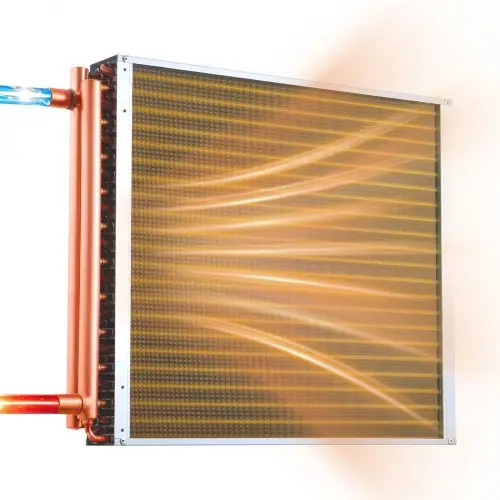 VEVOR lamellenwarmtewisselaar 559x559mm, 55,7kW warmtewisselaar met koperen aansluitingen en aluminium lamellen, water-lucht warmtewisselaar met een werkdruk van 2,5 MPa, warmtewisselaar voor verwarming en koeling binnenshuis.