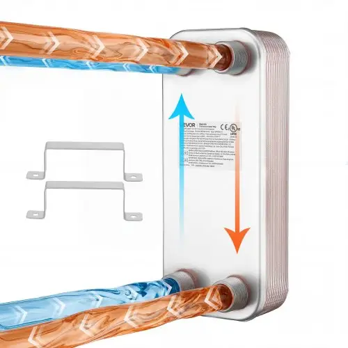 VEVOR platenwarmtewisselaar 127x305 mm, max. 96,7 kW warmtewisselaar met 20 platen, 3,0 MPa roestvrijstalen warmtewisselaar met 1 inch NPT-aansluitingen, warmtewisselaar voor verwarming, warmtepompen en airconditioning.