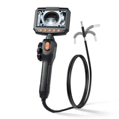 VEVOR Endoscoopcamera met verlichting, draaibare inspectiecamera met tweeweg beweegbare kop, IP67 waterdichte pijpcamera met 4,3 inch display, 1,5 m kabel, 2600 mAh batterij, 6,2 mm borescopecamera voor auto en thuis