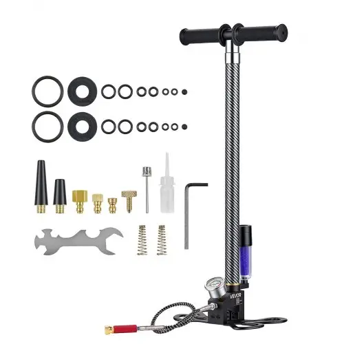 VEVOR PCP handpomp, 3,5-traps hogedrukpomp 31,03 MPa, vloerpomp met olie-waterfilter, manometer en roestvrijstalen behuizing, voor luchtgeweren, paintball, banden oppompen en opblaasboten.