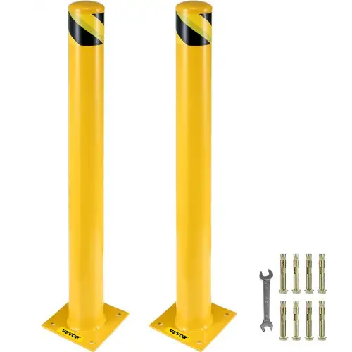 VEVOR 2 stuks 122 cm parkeerbeveiligingspaal, parkeerpaal, 20 x 20 cm parkeerpaal, parkeerpaal, verkeersbuispaal, geschikt voor binnen- en buitenparkeerplaatsen
