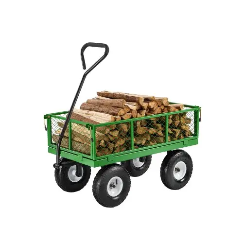VEVOR Handkar 300 kg, transportkar, tuinkar, gereedschapskar, metalen handkar voor buitengebruik met banden, afneembare gaaszijpanelen en 180° draaibare handgreep