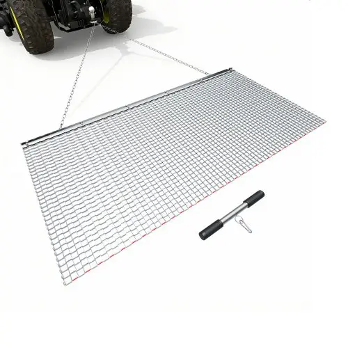 VEVOR getrokken eg 1830x914 mm, weide-eg, akker-eg gemaakt van gegalvaniseerd staal met sleepketting, aanbouwdeel voor ATV's, UTV's en tractoren voor het egaliseren van grindwegen, paden en velden.